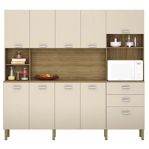 Armário De Cozinha Compacta 222cm Intesa K02 Freijó/vanilla - Mpozenato