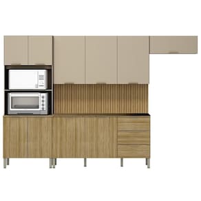 Armário De Cozinha 4 Peças Charm04 Balcão Sem Tampo 160cm K02 Freijó/vanilla - Mpozenato