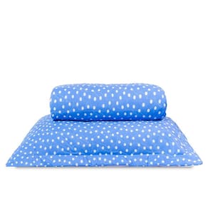 Cobre Leito Solteiro Classic Estampado 160 Fios 2 Peças - Poa Azul