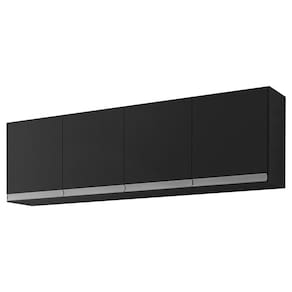 Armário de Cozinha Aéreo Andréia 150cm 4 Portas Preto - Abmaza