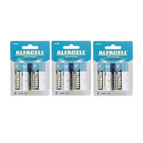 Pilha Alcalina D2 Grande Alfacell 6 Unidades Aquecedor a Gás