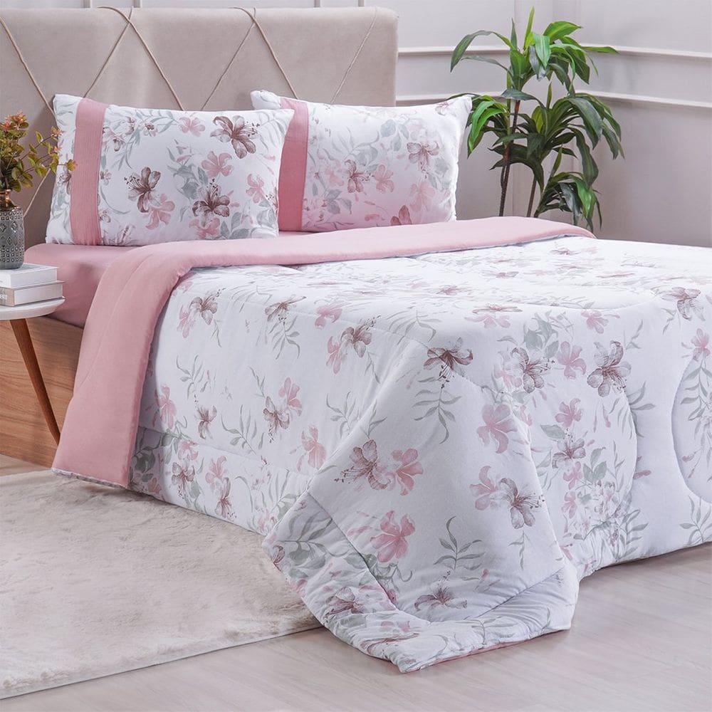 Edredom Solteiro Bella Cama Malha 125g/m² 100% Algodão 160x220cm