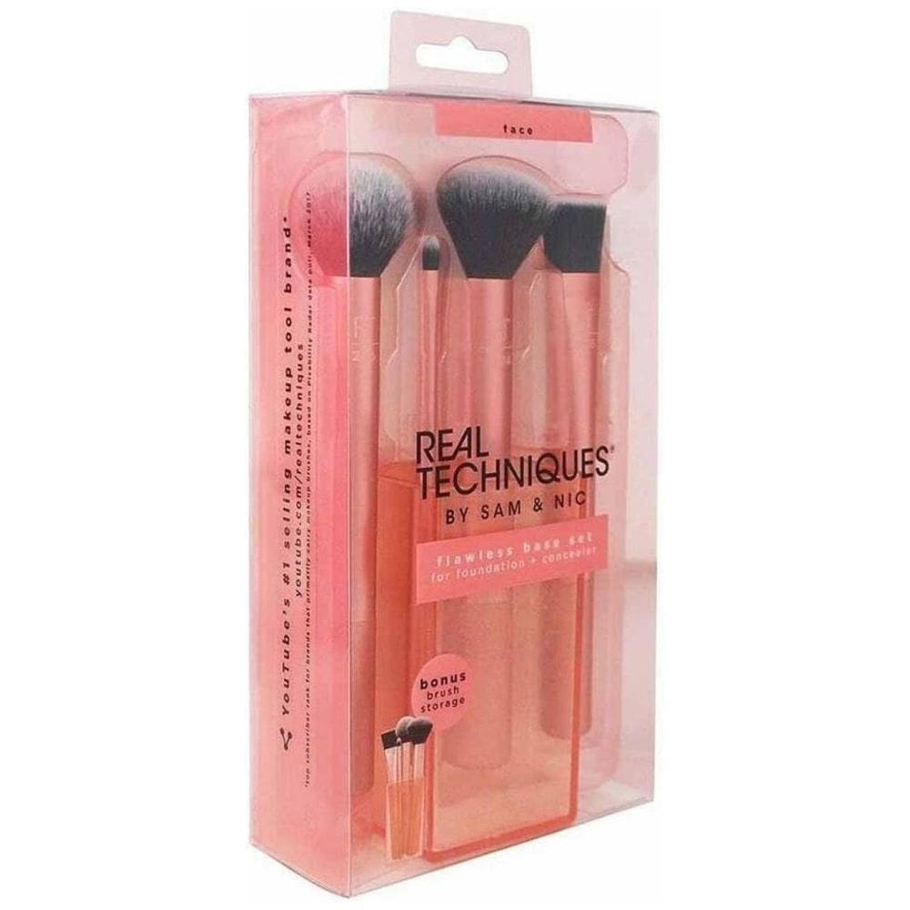 Real Techniques Flawless Base Kit 4 Pinceis + Brush Cup