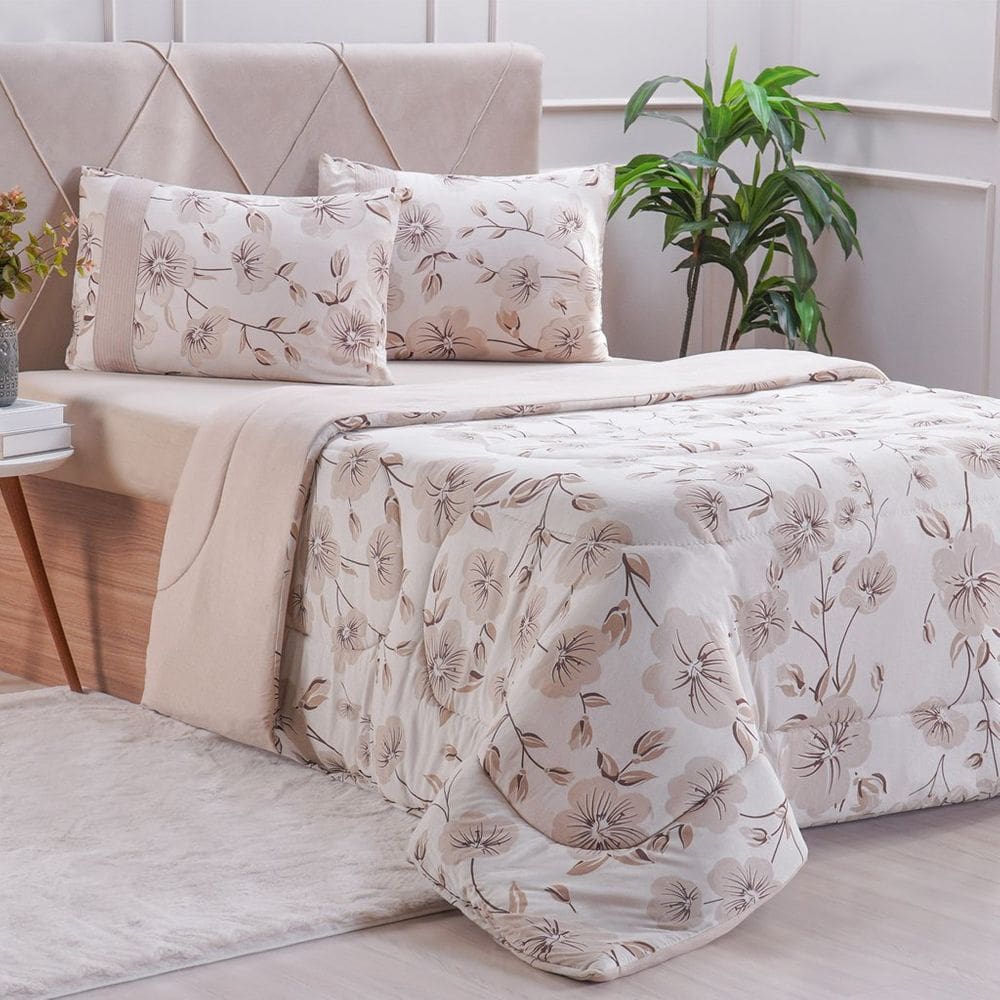 Edredom Solteiro Bella Cama Malha 125g/m² 100% Algodão 160x220cm