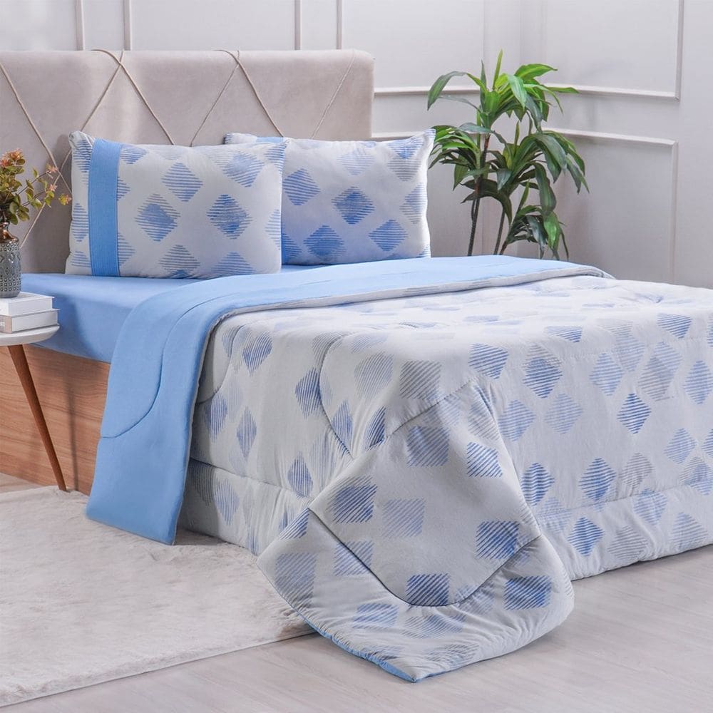 Edredom Solteiro Bella Cama Malha 125g/m² 100% Algodão 160x220cm