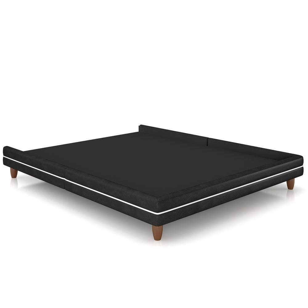 Cama Casal Base Pés Madeira 160cm Suném P05 Couríssimo Preto - Lyam Decor