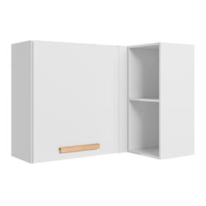 Armário Aéreo Canto Reto Intenza 88,5cm Branco Com Nichos - Nicioli Branco
