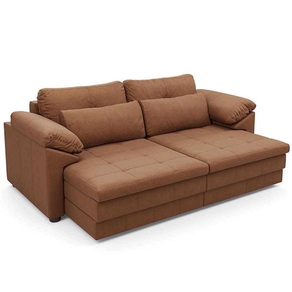 Sofá Retrátil Para Sala De Estar 2 Lugares 175cm Riza S03 Couro Soft Mel - Lyam Decor