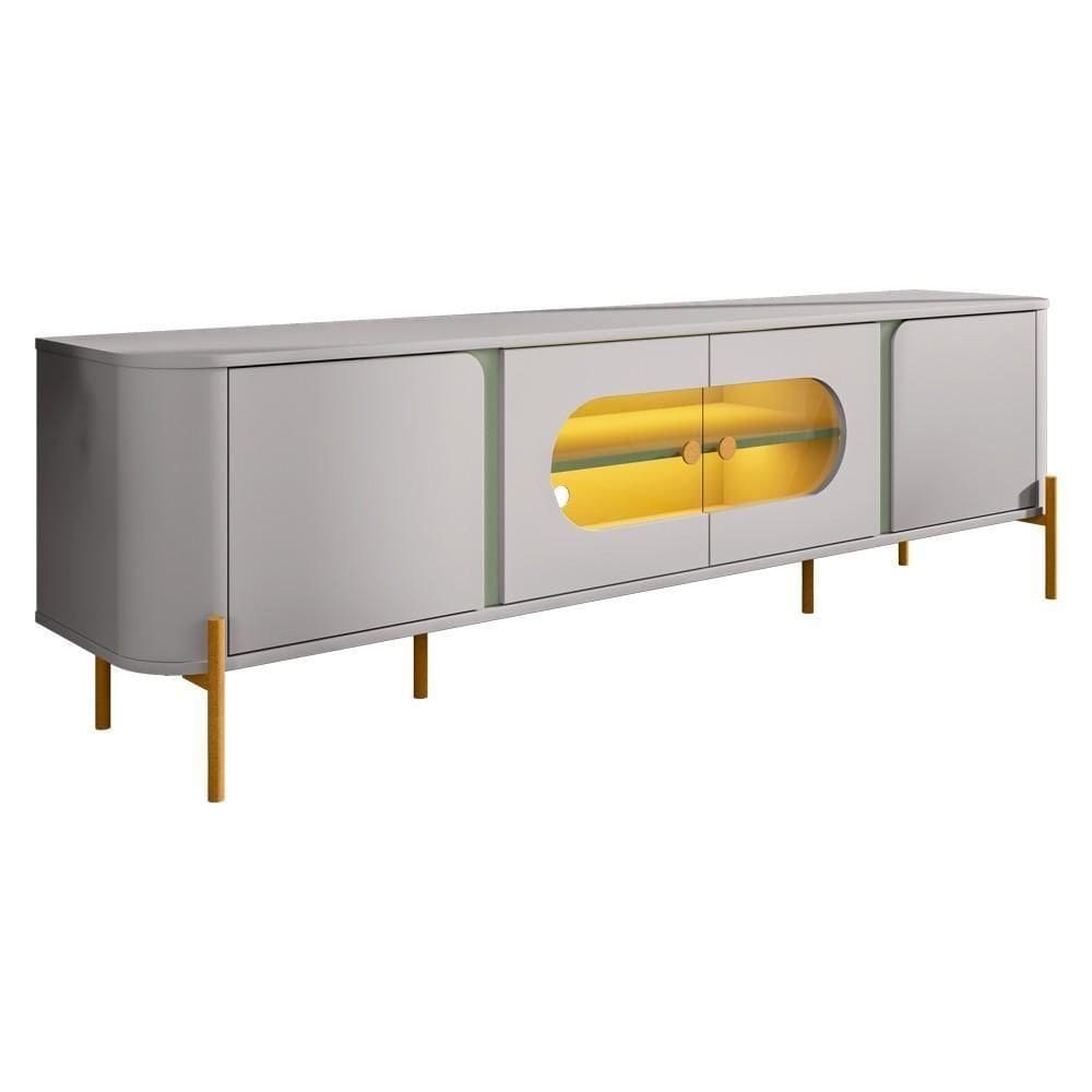 Rack Para Sala De Estar 75 Pol Orgânico Suy B02 Off White Pistache - Lyam Decor