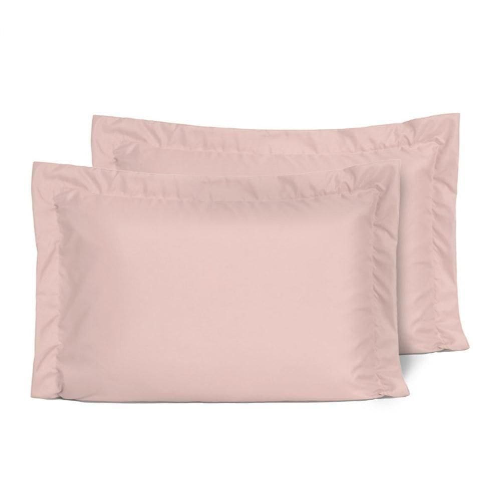 Kit 2 Fronhas Slim Com 3 Abas 50cm X 70cm Micropercal 200 Fios - Rose