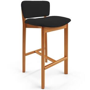 Banqueta Alta Para Cozinha Sala De Jantar Bar Dara L02 Suede Preto - Lyam Decor