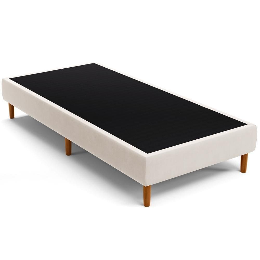 Base Para Cama Solteiro 88cm Sleep W01 Suede Bege - Lyam Decor