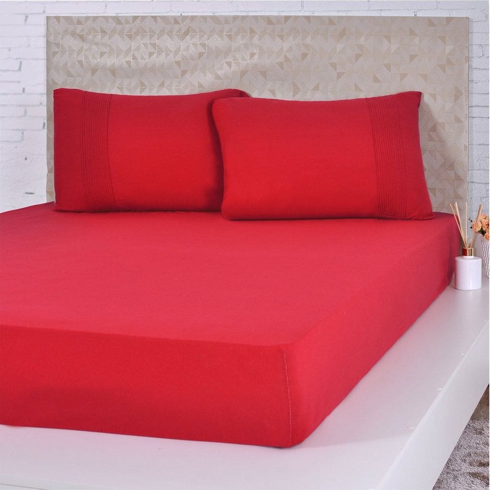 Jogo de Cama Solteiro Malha 3 Pçs Bella Cama 100% Algodão 88x188x30cm