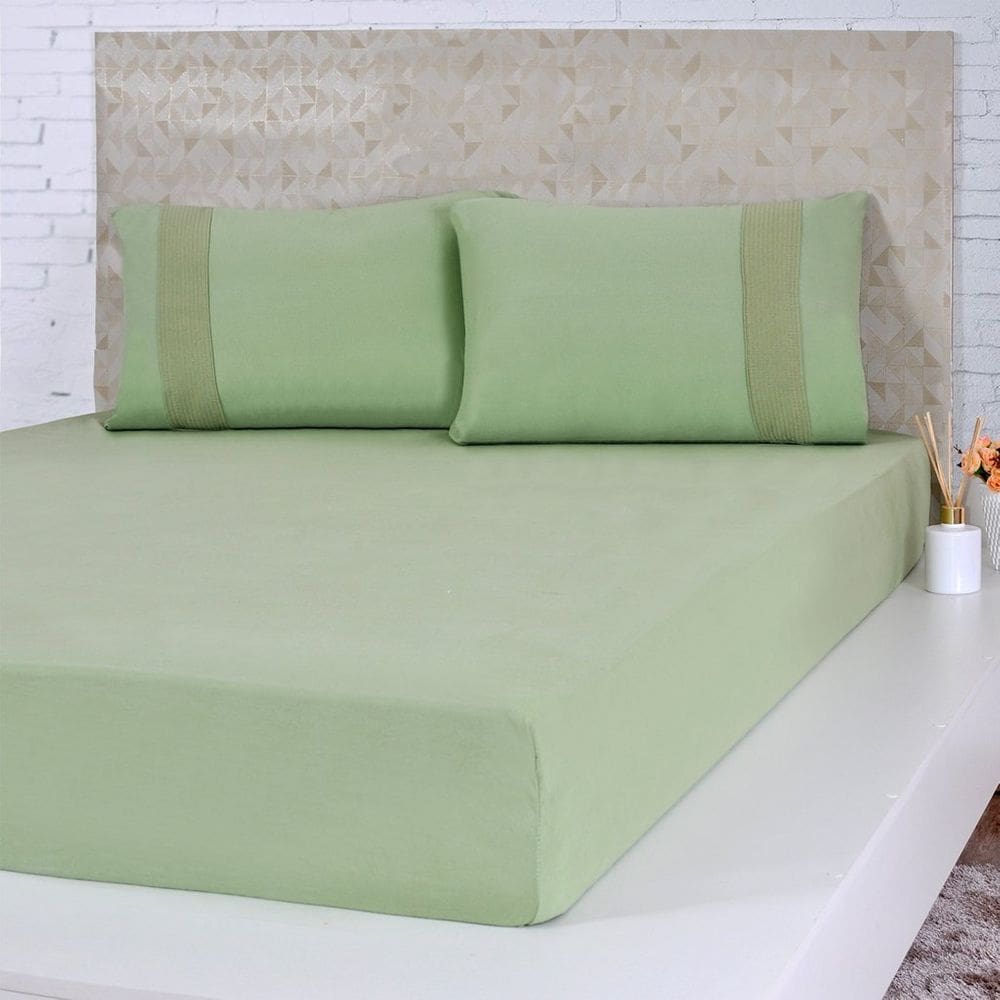 Jogo de Cama Solteiro Malha 3 Pçs Bella Cama 100% Algodão 88x188x30cm