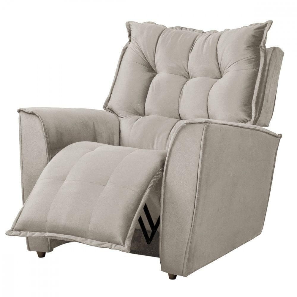 Poltrona Da Mamãe Para Sala Reclinavel Carinho Veludo Marfim Marfim