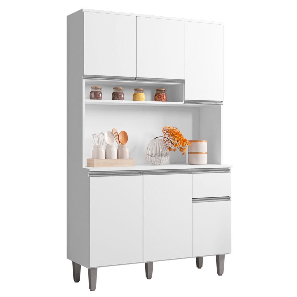 Kit Cozinha Compacta Márcia 105cm Com 6 Portas e 1 Gaveta Branco - Abmaza
