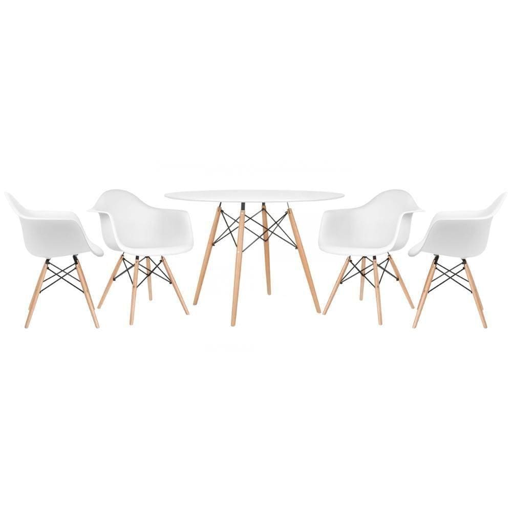 Kit - Mesa Eames 120 Cm Branco + 4 Cadeiras Eames Daw Branco Mesa Branco Com Cadeiras Branco