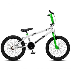 Bicicleta BMX Cross Aro 20 RV-X Aro Aero Freio V-brake Ravok Branco Verde