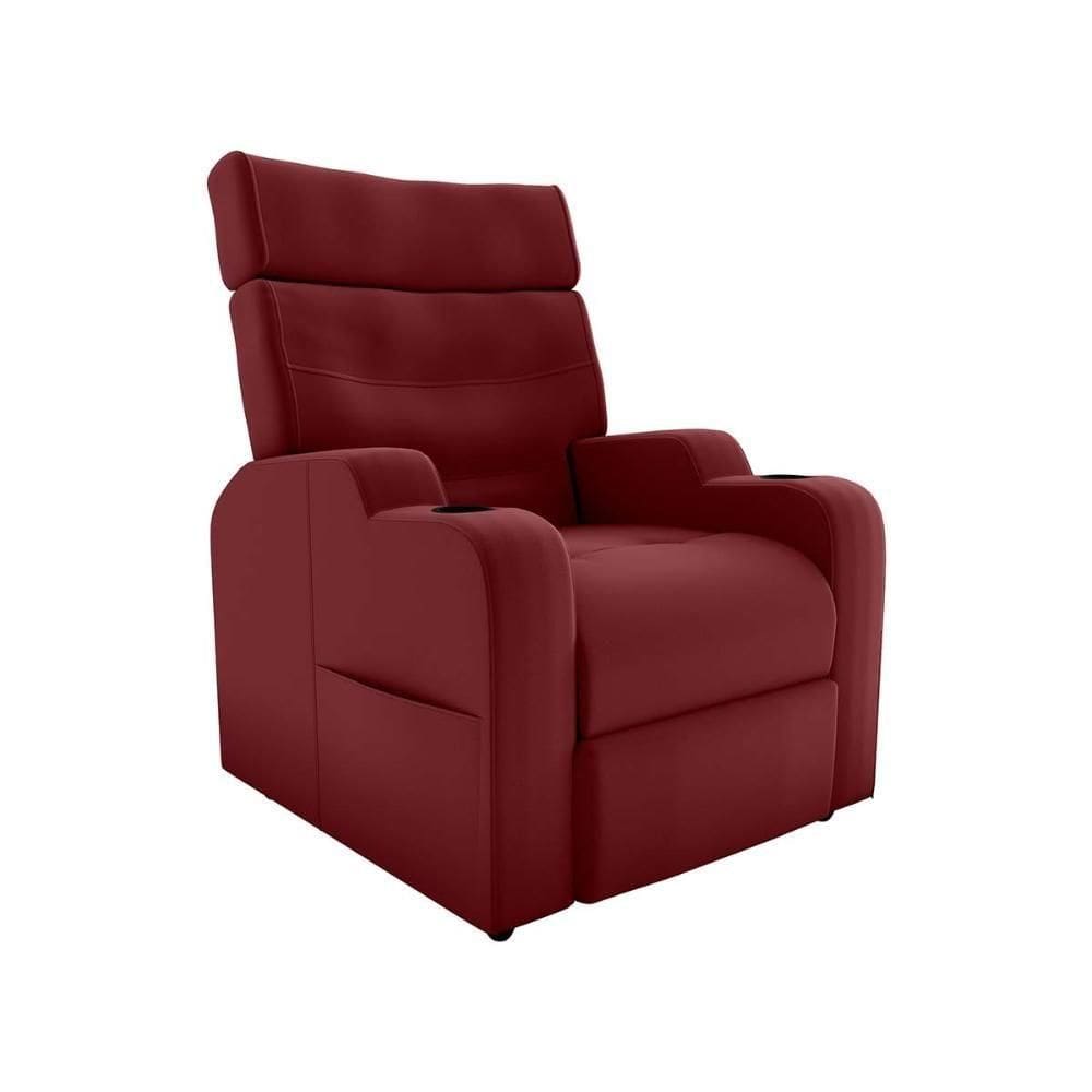Poltrona Reclinável Do Papai Com Porta Copos Porta Controle Toro Matrix Veludo Vermelho
