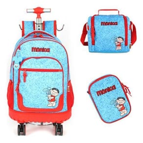 Kit Mochila 360 Escolar Turma Da Monica Lancheira Estojo
