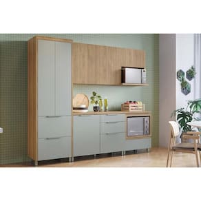 Kit de Cozinha Completa 5 Peças Rainha e Marquesa (2Aéreos+2Balcões+1Paneleiro) C5P111 Nature/Verde - Nesher
