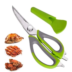Tesoura Culinaria Multifuncoes 6 Em 1 Faca Descasca Corta Quebra Nozes Abre Garrafa Em Aco Inox Desmontavel Com Suporte