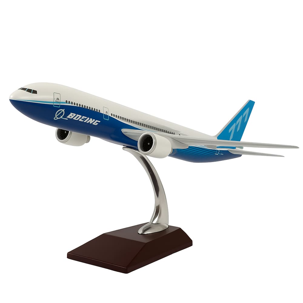 Avião Miniatura Boeing 777 Colecionável de Resina Escala 1:200 Com Base Expositora