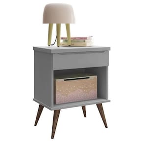 Mesa De Apoio Infantil Retrô Melinda Com 1 Gaveta Cinza - Phoenix Baby Cinza