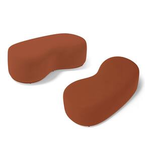 Kit 02 Puffs Decorativos Living Aisha Orgânico 02 Lugares Veludo Terracota - Abmaza