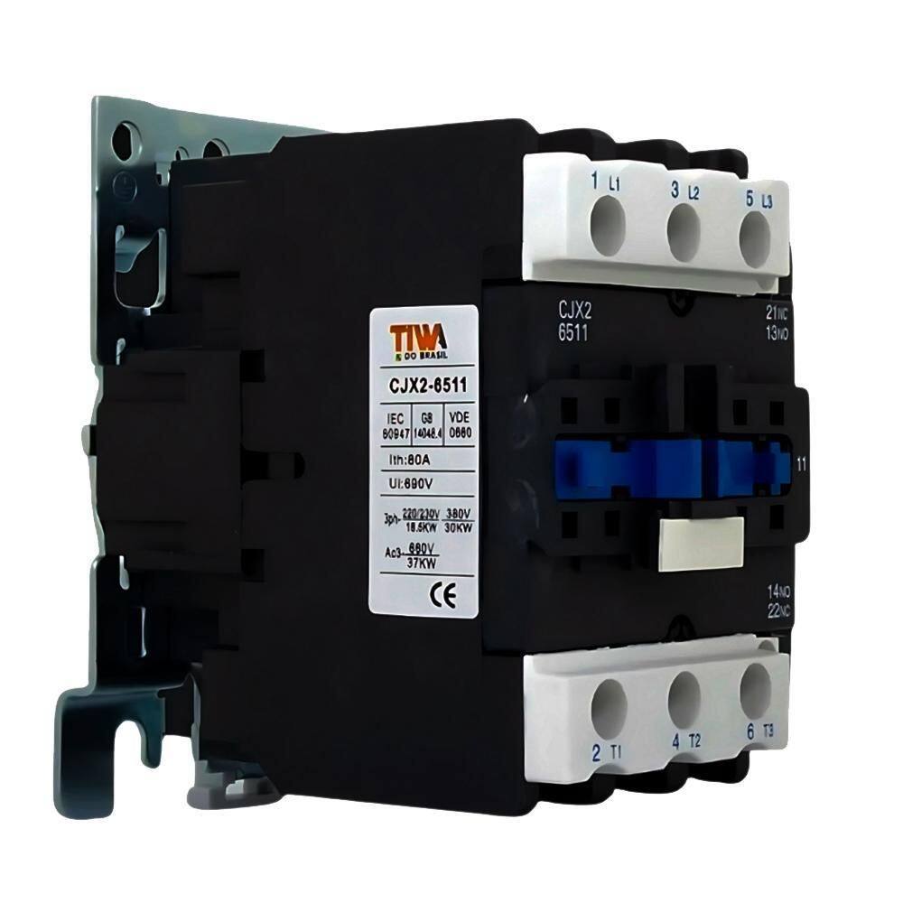 Contator Tripolar, 65A, 220V, Lc1D-6511, 1 Polo Aux - Tiwa