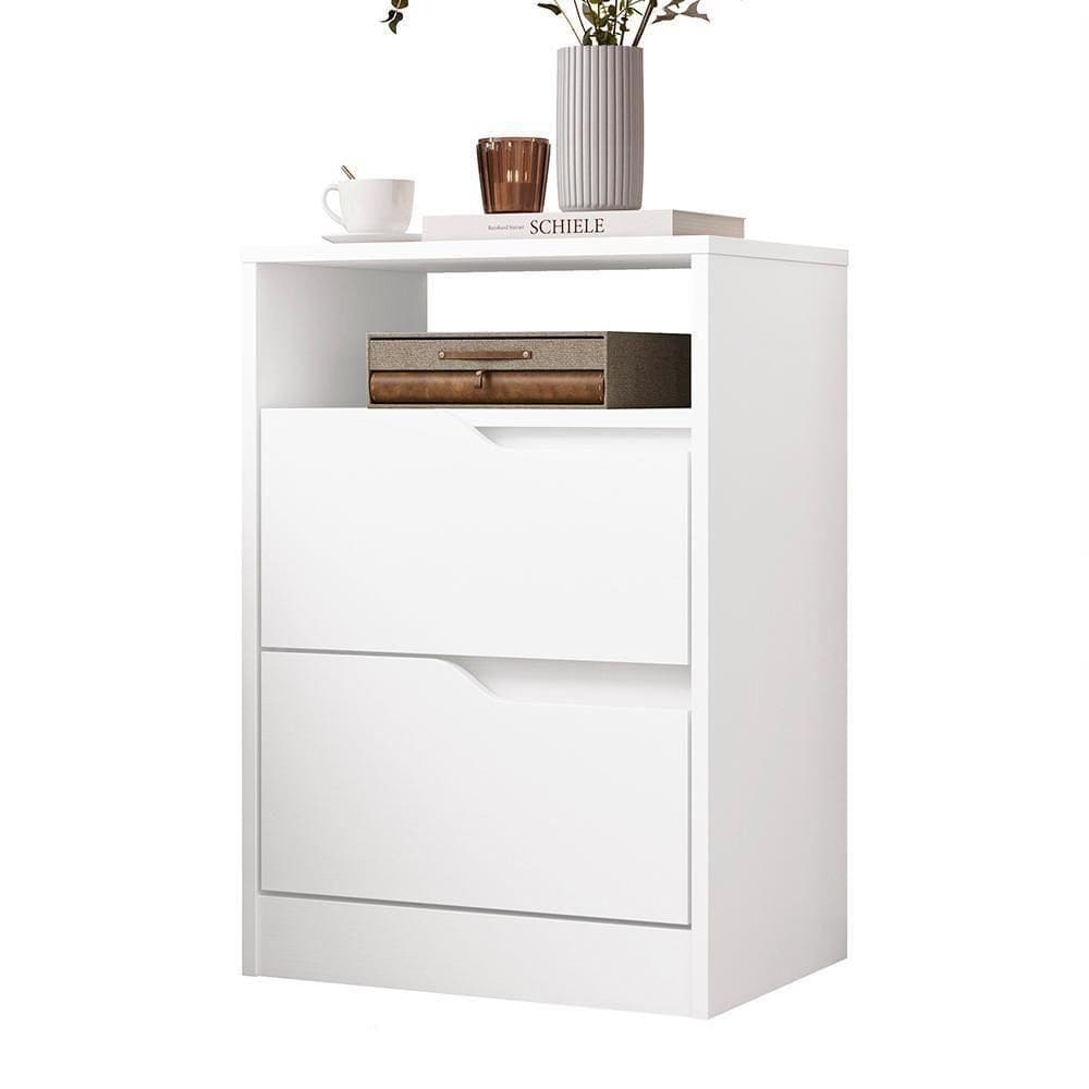 Mesa De Cabeceira Sole 2 Gavetas Branco Fosco - Móveis Albatroz Branco Fosco