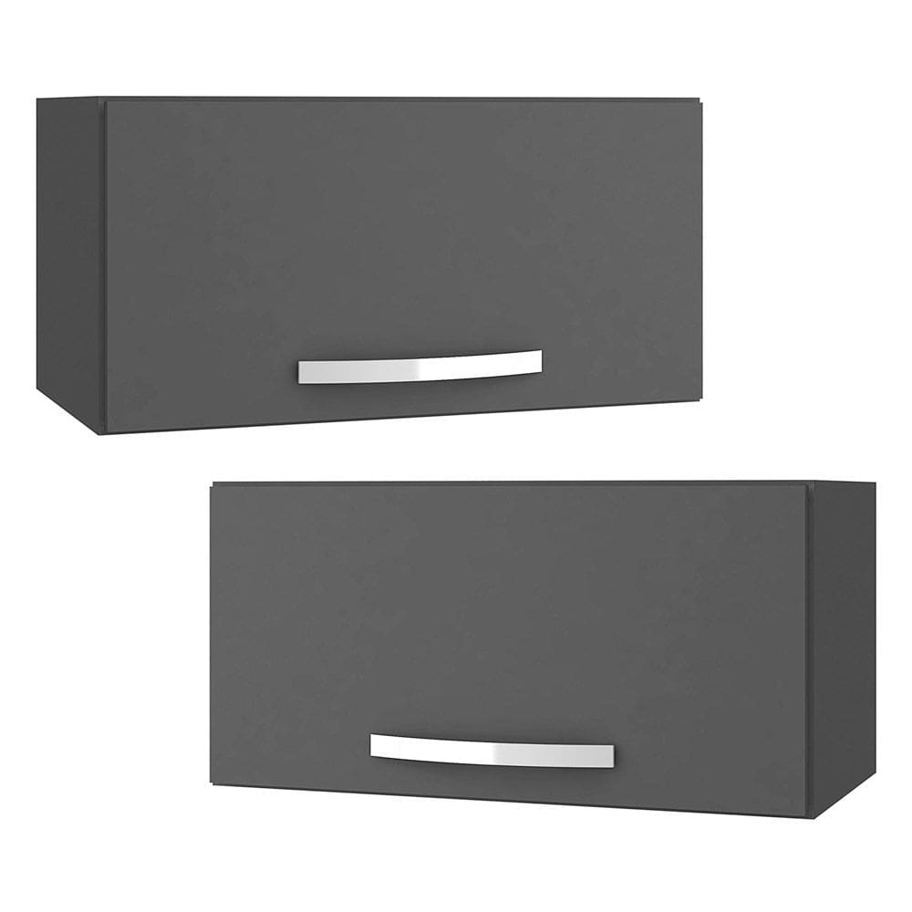 Kit 02 Armários Aéreo Geladeira Cozinha 60cm 01 Porta Cinza Escuro - Abmaza