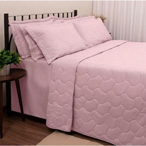 Kit Cobre Leito Buettner Liso Casal Sonata Rosa