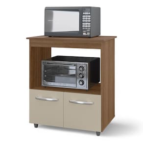 Balcão Cozinha Para Forno Micro-ondas Multiuso Angel 02 Portas Savana Off White - Abmaza