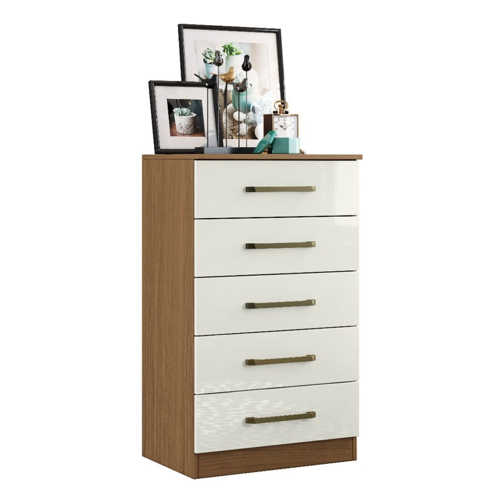 Cômoda Quarto com 05 Gavetas Atacama Off White - Abmaza