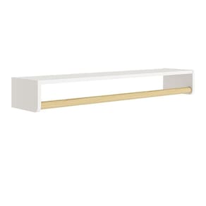 Prateleira Theo 93,6cm Branco Fosco-madeira Natural - Reller Móveis Branco Fosco-madeira Natural