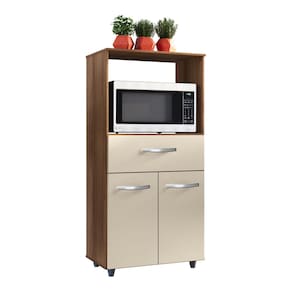 Armário de Cozinha Multiuso Luna 60cm com 02 Portas e Nicho Integrado Savana Off White - Abmaza