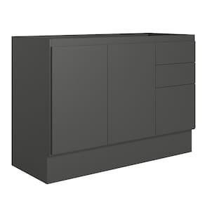 Balcão De Cozinha Acácia Touch 120cm Chumbo Com Rodapé E Sem Tampo - Nicioli Chumbo
