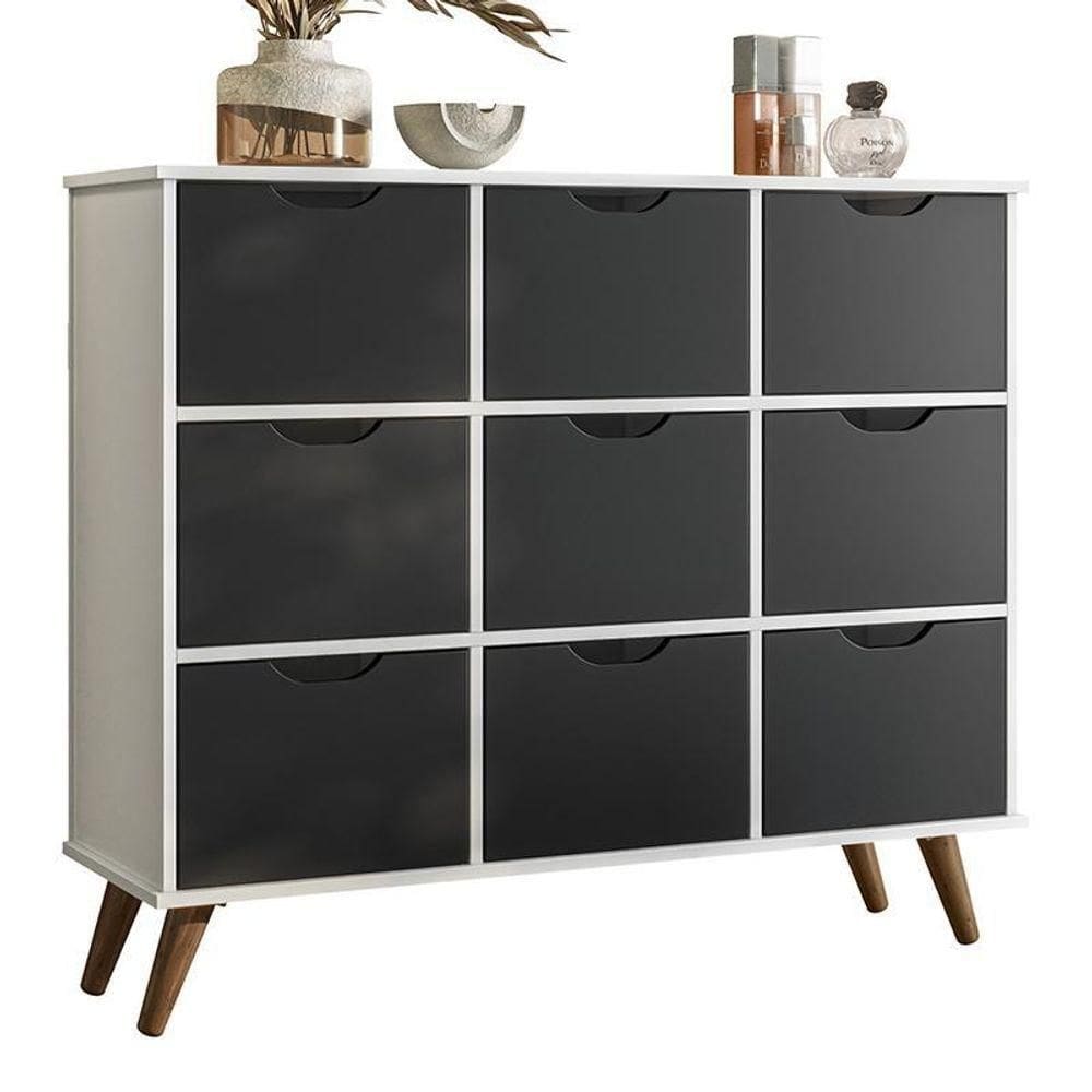 Nicho Organizador Retrô 1478 Com 9Gavetas Branco-preto - Qmovi Branco-preto