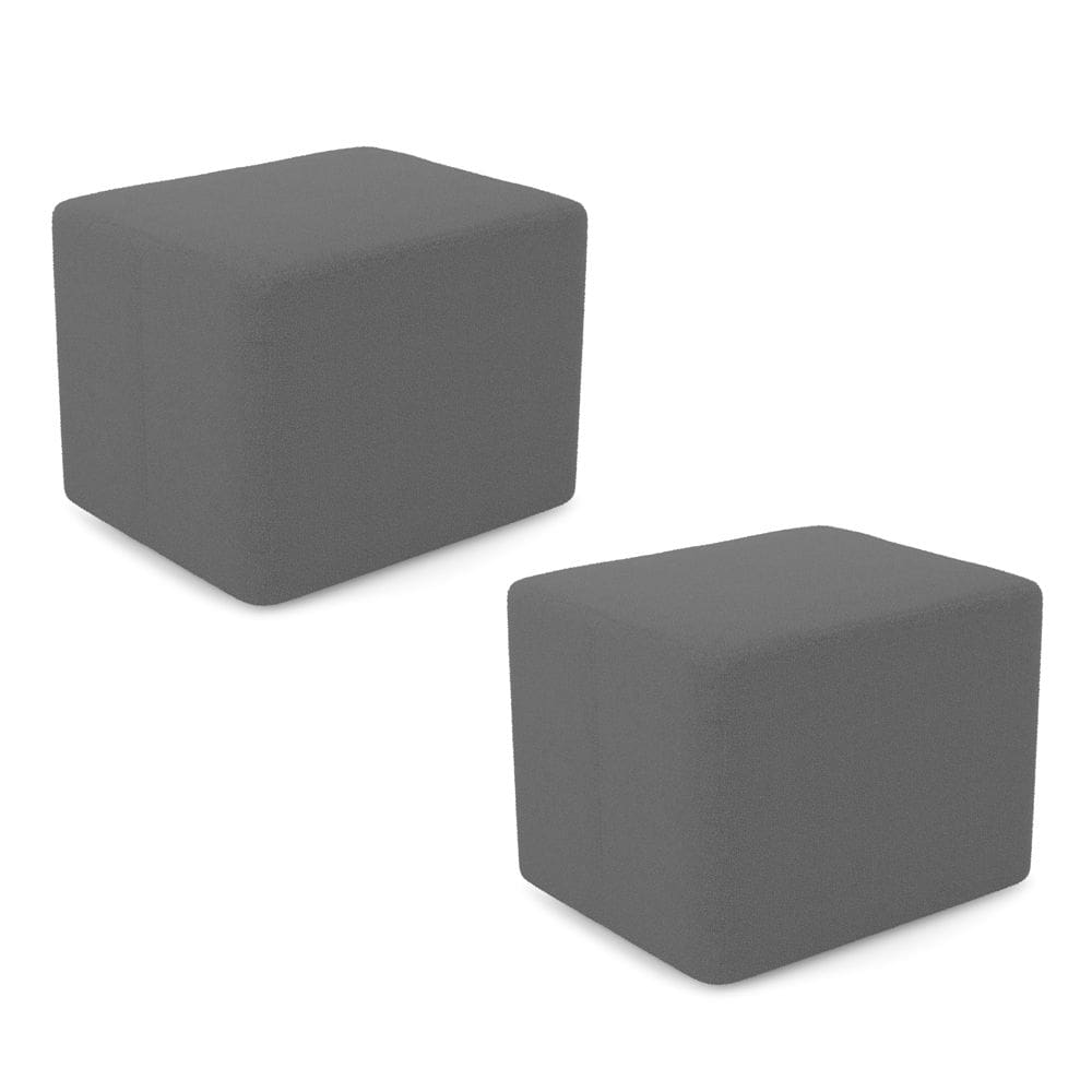 Kit 02 Puffs Decorativos Living Yumi Retangular 60cm Bouclê Cinza Escuro - Abmaza