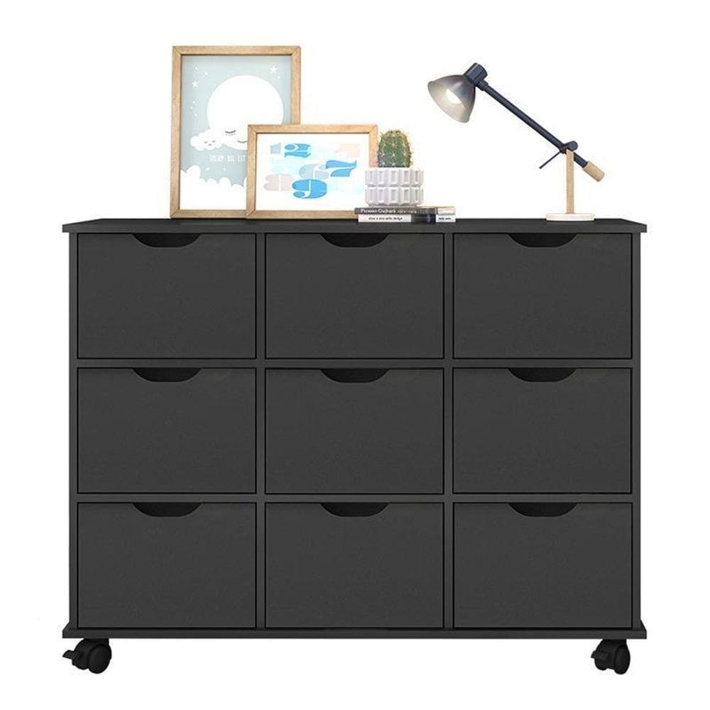 Nicho Organizador 1478 Com 9Gavetas Preto - Qmovi Preto