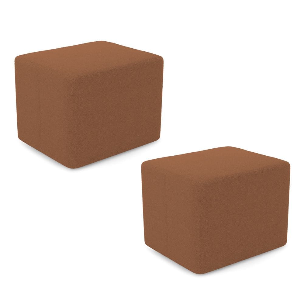 Kit 02 Puffs Decorativos Living Yumi Retangular 60cm Bouclê Terracota - Abmaza
