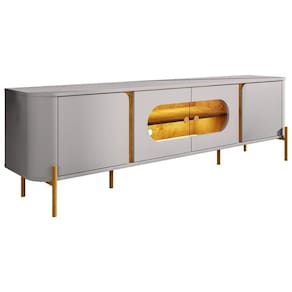 Rack Para Sala De Estar 75 Pol Orgânico Suy B02 Off White Naturalle - Lyam Decor