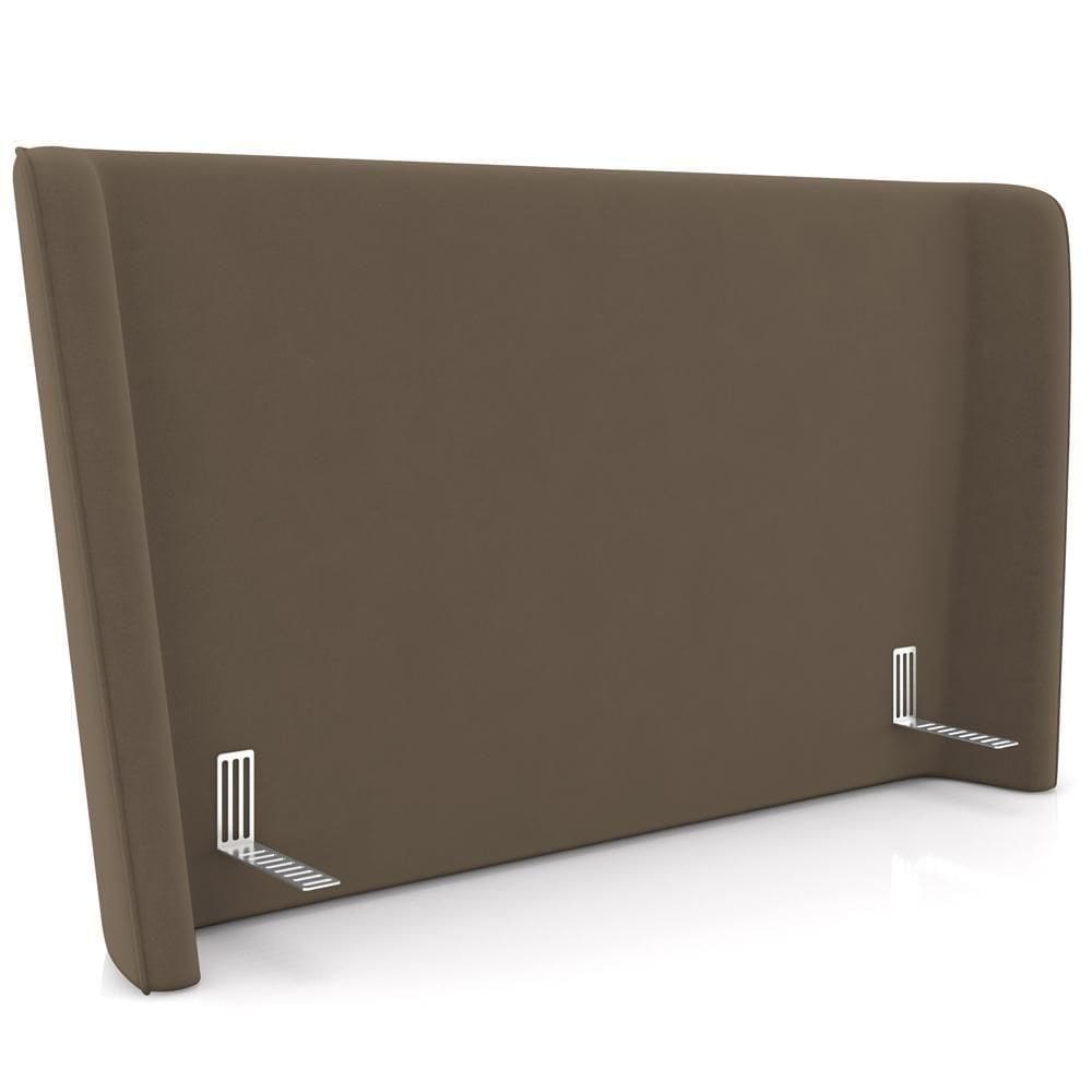 Cabeceira Cama Casal 140cm Nilo P05 Veludo Marrom - Lyam Decor