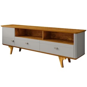 Rack Para Sala De Estar 70 Pol Orgânico Marusi B02 Off White Naturalle - Lyam Decor