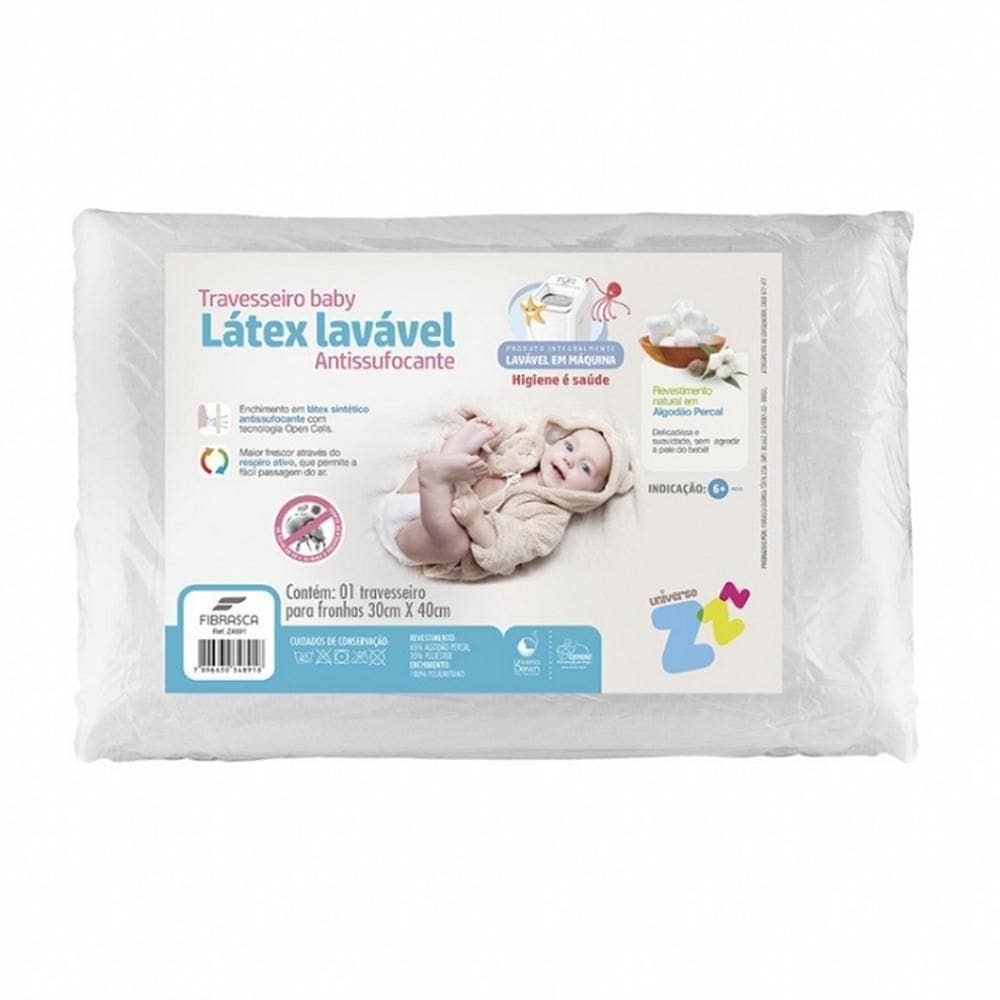 Travesseiro Látex Sintético Lavável Baby Branco - Fibrasca Branco