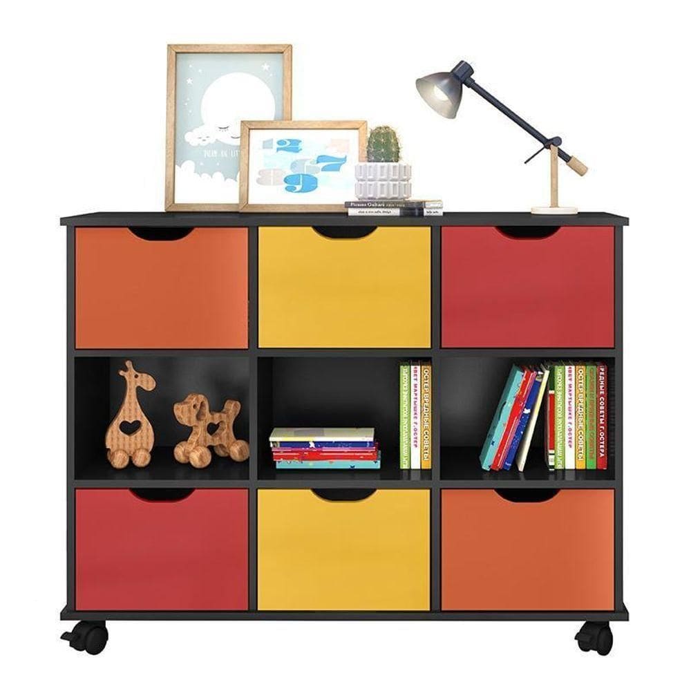 Nicho Organizador 1478 Com 6Gavetas Preto-colorido - Qmovi Preto-colorido