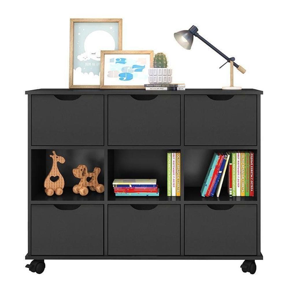 Nicho Organizador 1478 Com 6Gavetas Preto - Qmovi Preto