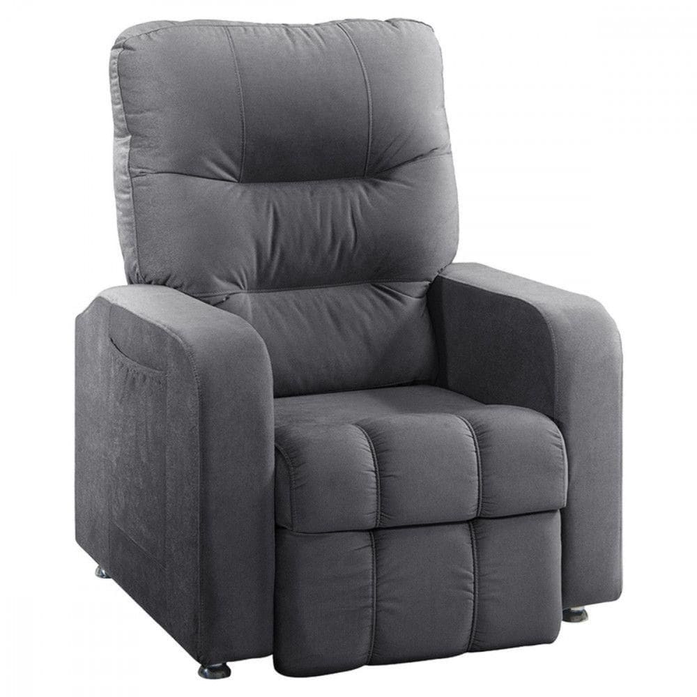 Poltrona Do Papai Reclinavel Para Sala Maldivas Veludo Chumbo