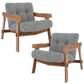 Kit 02 Poltronas Decorativa Fixa Para Sala Living Ikary L02 Canela Pied Poule - Lyam Decor